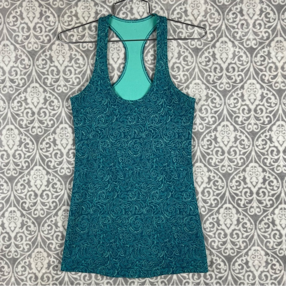 lululemon cool racerback tank top soft teal stretch lightweight women's size 6/8